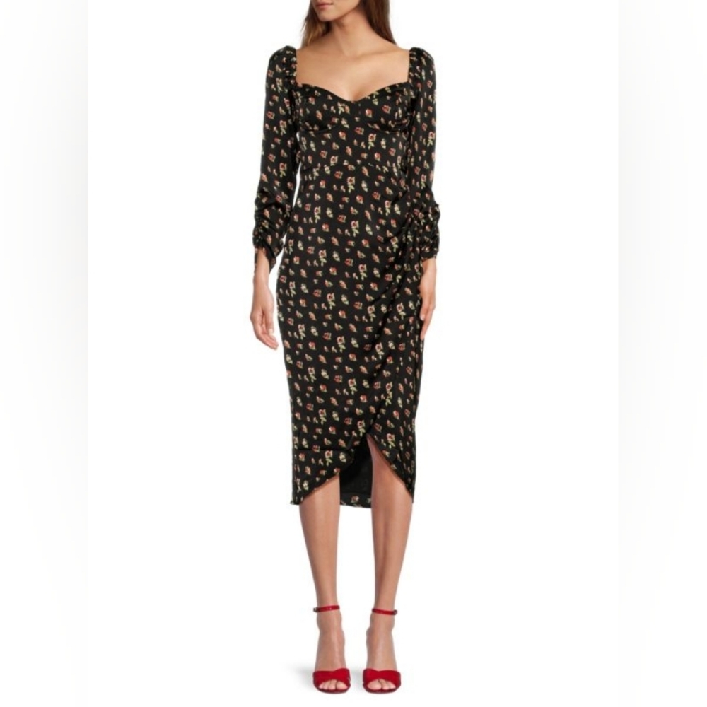 ASTR Floral Tulip Hem Midi Dress, S